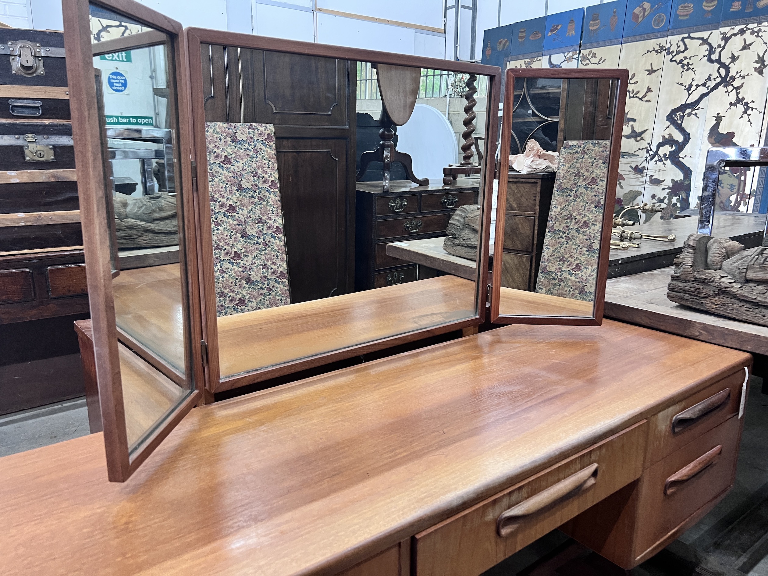 A mid century G-Plan 'Fresco' dressing table, width 137cm, depth 46cm, height 131cm